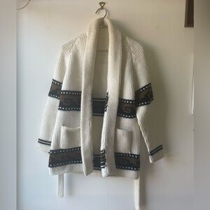 Cozy White and Brown Women's Sweater